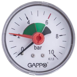 Манометр Gappo аксиальный с указателем предела 1/4" x 10 бар