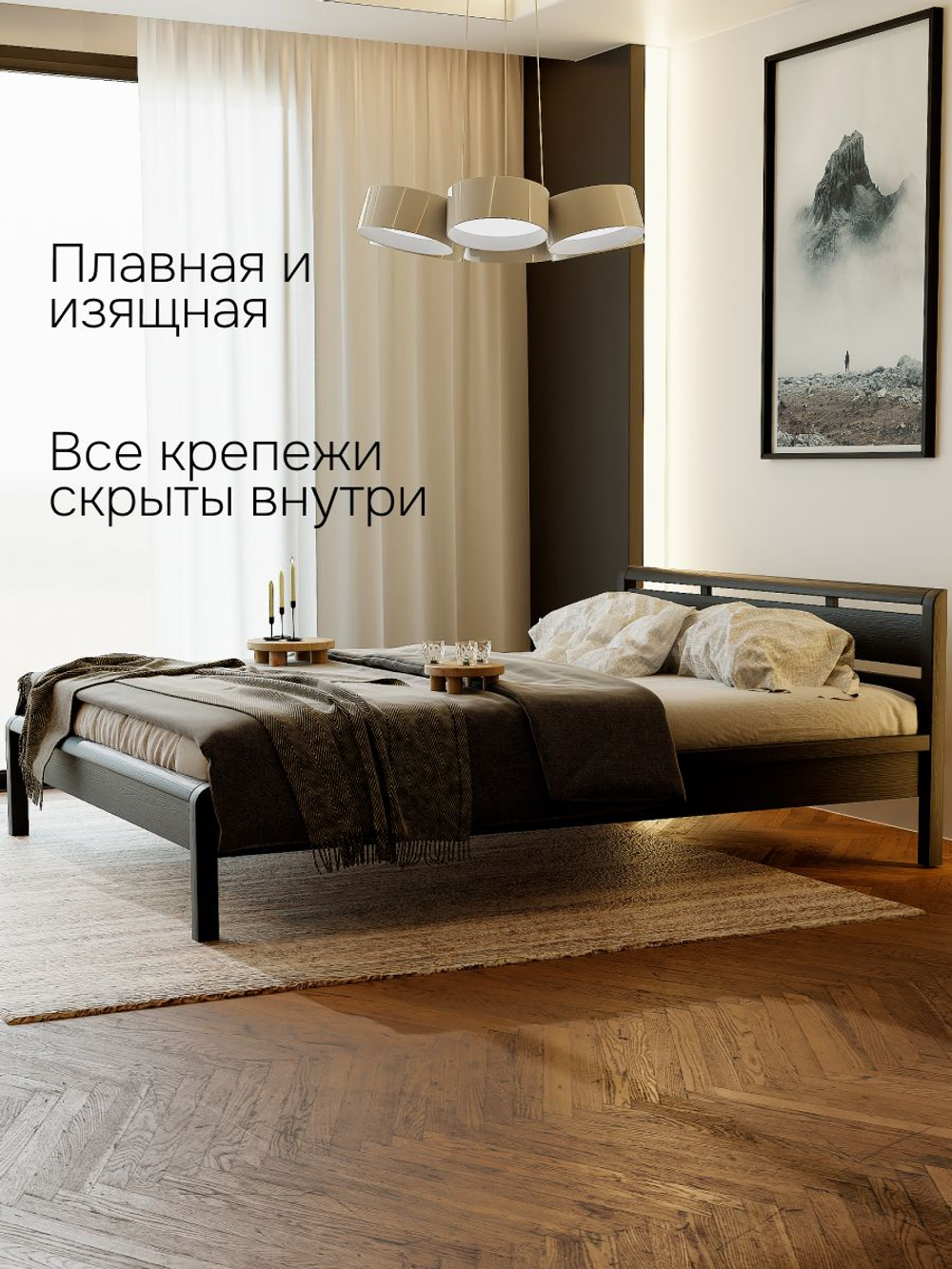 Кровать 160х200, Мадейра, двуспальная, деревянная, из сосны, серая, Dipriz