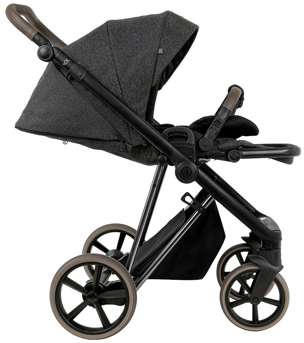 Детская коляска Roan Sol Vintage Luxury 2.0 3 в 1 с автокреслом Pituso Santiso Pro PIX/55/D Pixel/Dark/Nickel/руч.Cappuccino