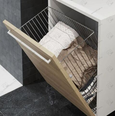 S-8014-C Корзина для белья в базу 450 мм, Starax, с креплением на дверцу, (380х260х500 мм), хром