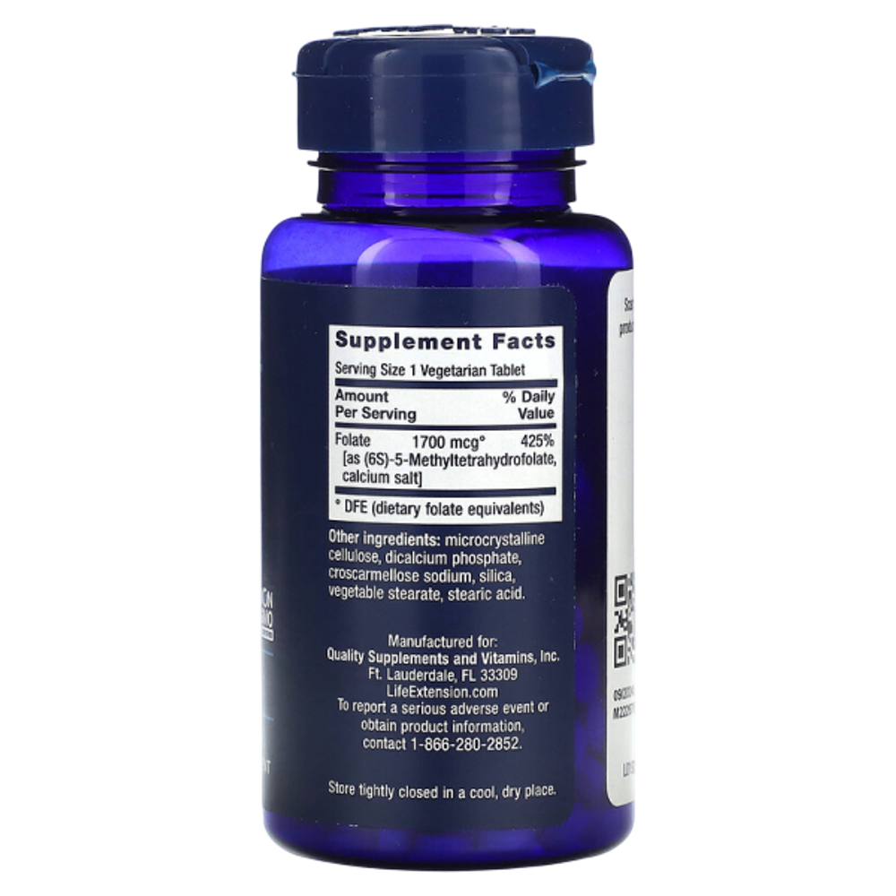 Life Extension Optimized Folate 1700 mcg DFE 100 tablets , Метил Фолат