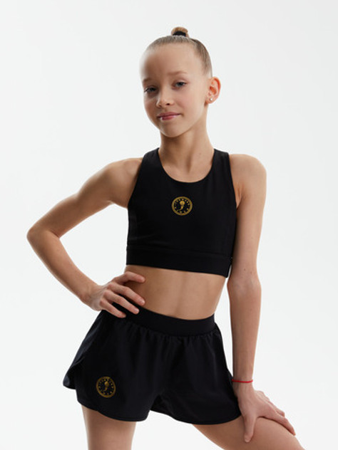 Топ для гимнастики для девочек и женщин, черный Gold