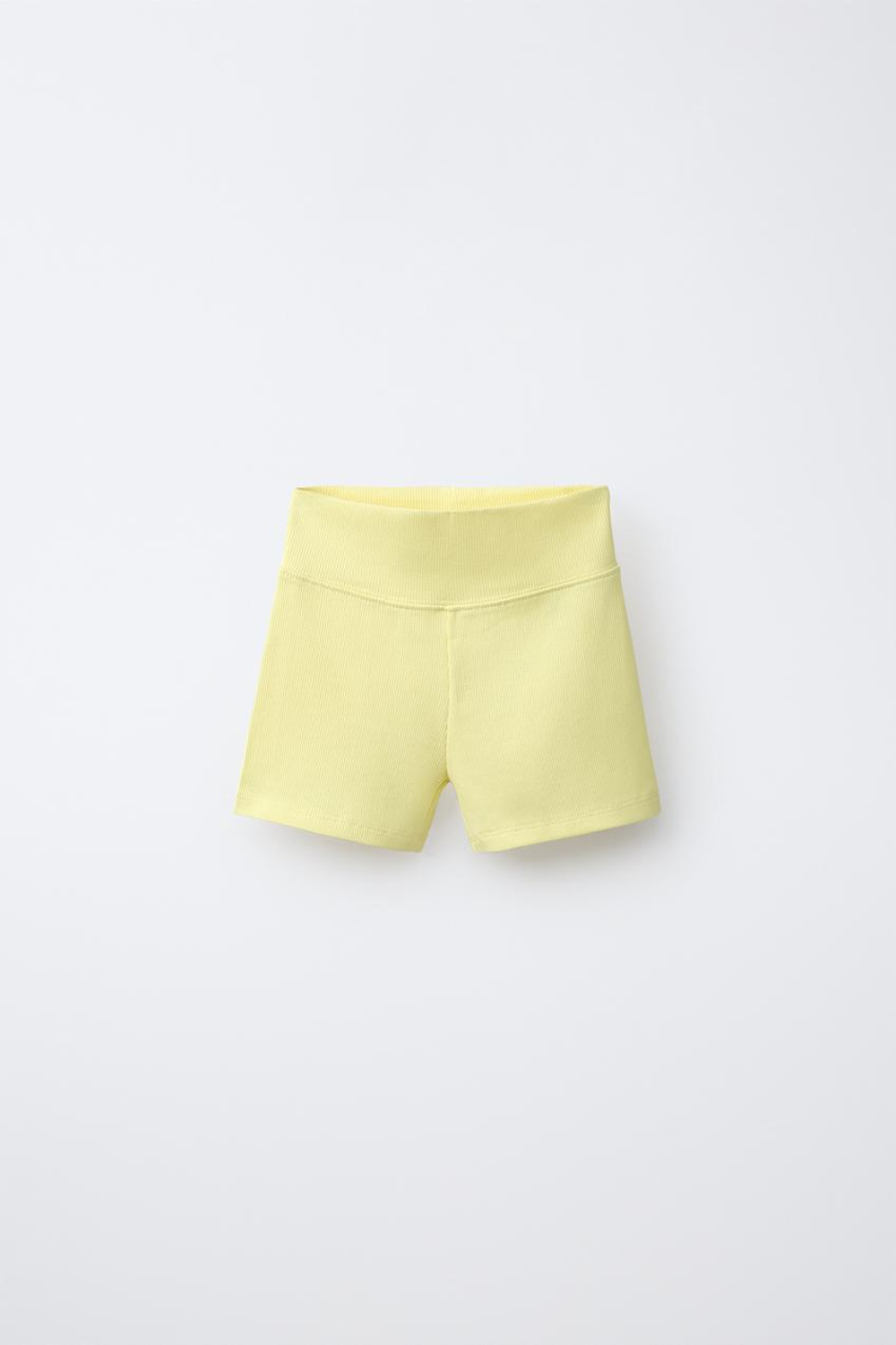 ZARA КОРОТКИЕ ВЕЛОСИПЕДКИ В РУБЧИК, ЖЕЛТЫЙ