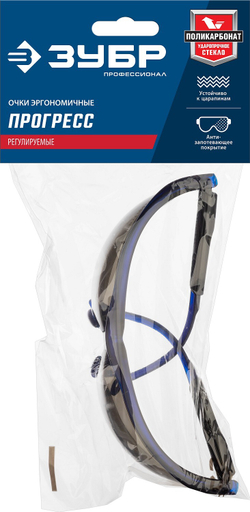 ЗУБР ПРОГРЕСС, открытого типа, серые, линза устойчива к царапинам и запотеванию, защитные очки, Профессионал (110323)