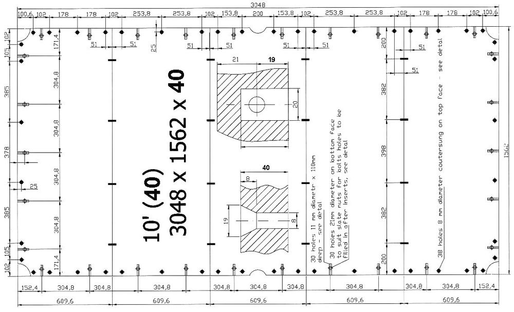 Плита для бильярдных столов Rasson Original Premium Slate 10фт h40мм 5шт.