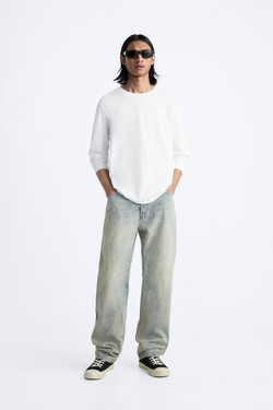 ZARA ДЖИНСЫ STRAIGHT-LEG, ЗЕЛЕНОВАТО-СИНИЙ