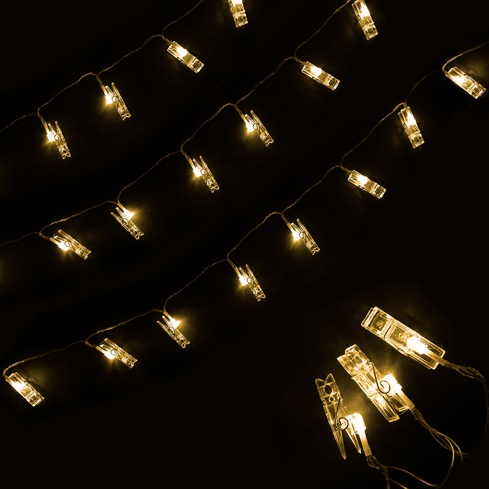 Светодиодная гирлянда Прищепки, 20 Led, IP14, 3 м. Теплый белый, 1 шт.