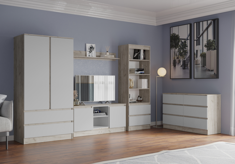 Гостиная Мэнкс комплект №1.2 Дуб крафт серый/Камень серый