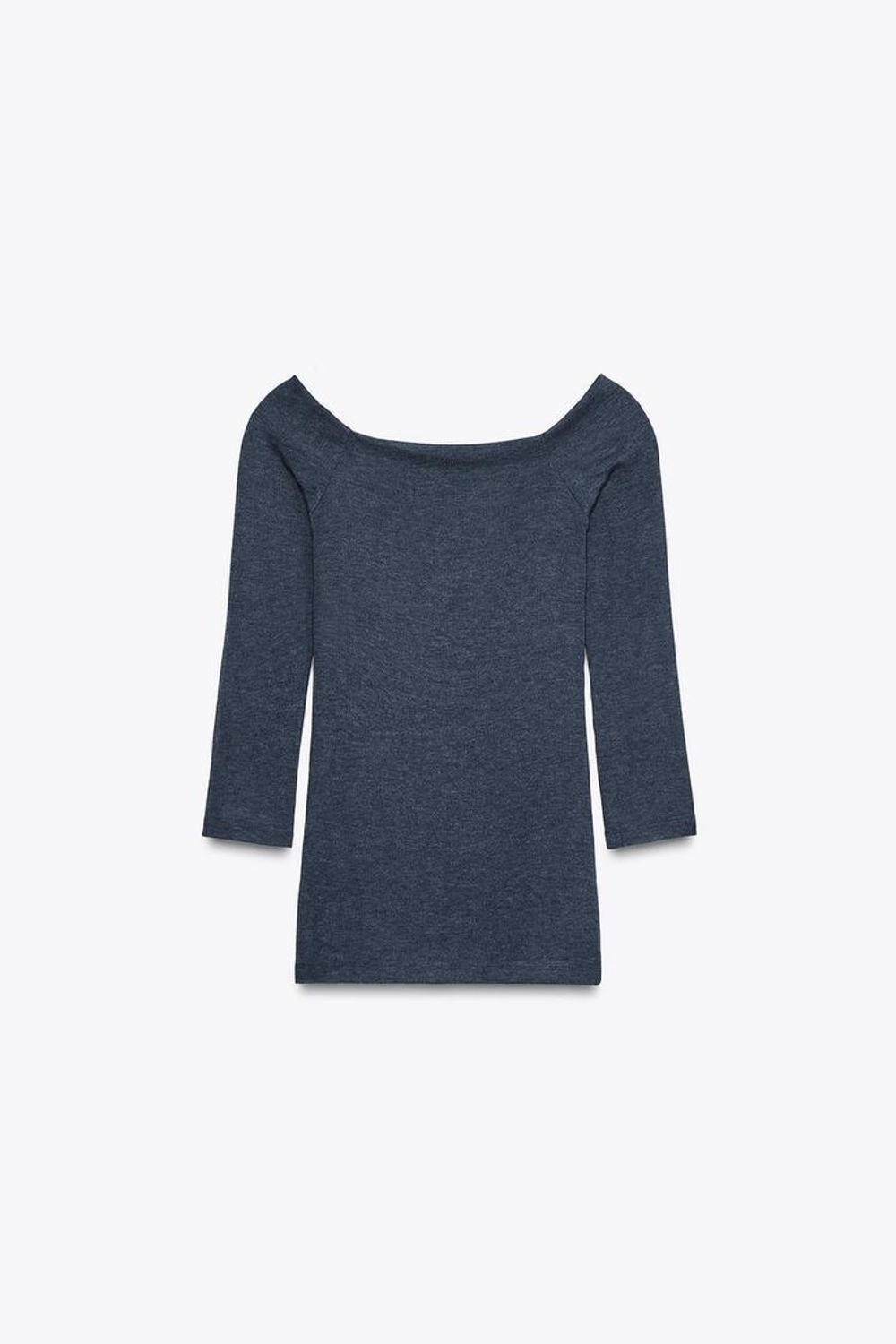 ZARA ФУТБОЛКА С ВЫРЕЗОМ «ЛОДОЧКА», СИНИЙ