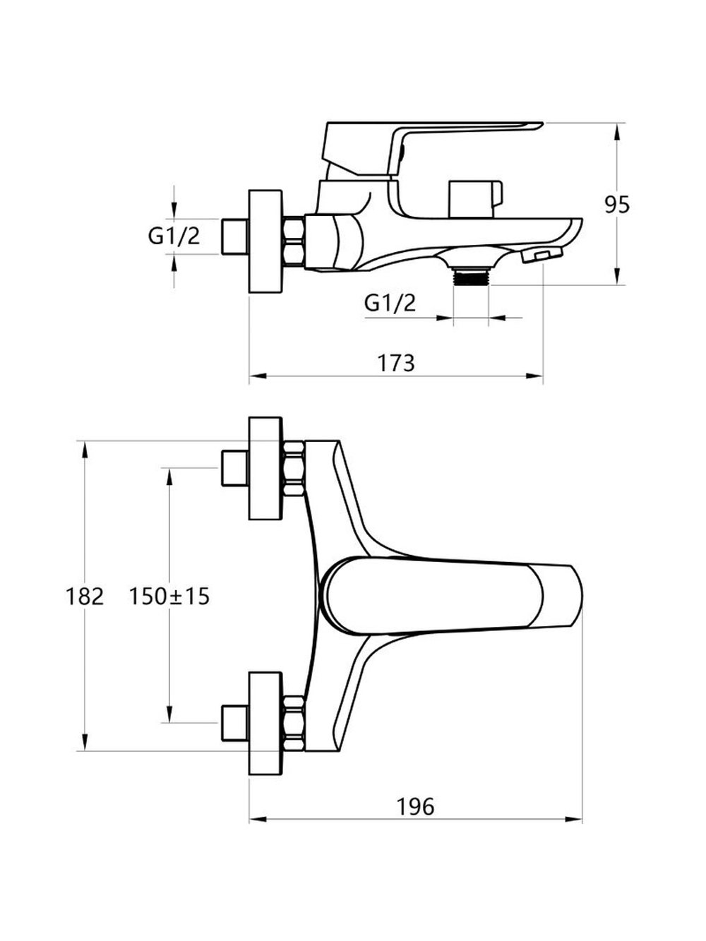 Смеситель ванна MELODIA Samba картридж д.35мм короткий излив c акс. MDV30840