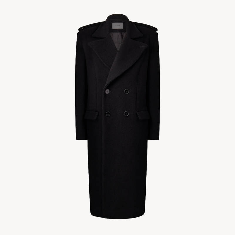 Double-breasted wool military winter coat