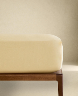 Простыня на резинке Zara Home хлопок, лён 100%, однотонный, 3115/900