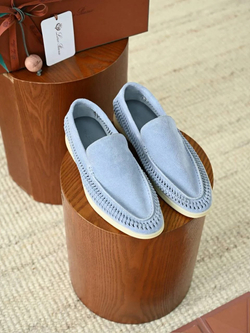 Лоферы Loro Piana Summer Walk голубого цвета с плетением
