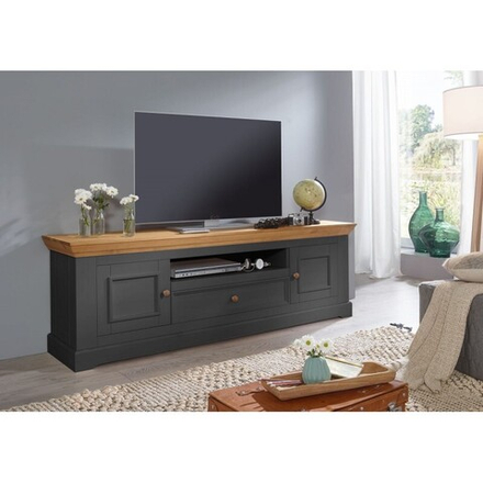 Тумба ТВ «Форест» 2 двери 1 ящик серый 7012/бейц-масло