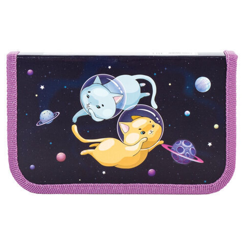 Пенал ПИФАГОР, 1 отделение, ламинированный картон, 19х11 см, Spacecats, 270162