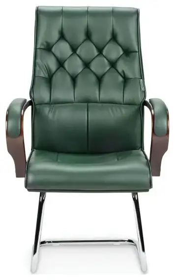 Конференц-кресло БОТТИЧЕЛЛИ CF дерево зеленая глянцевая кожа