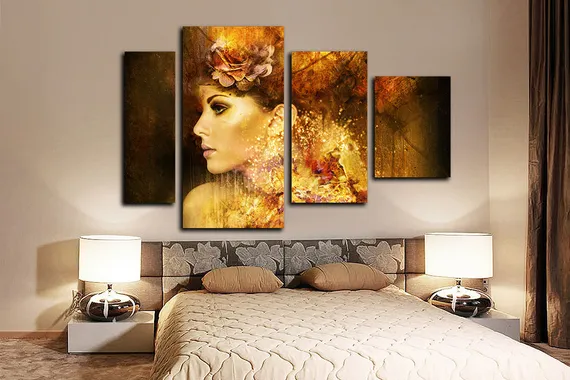 Модульная картина "Зеленоглазая девушка"