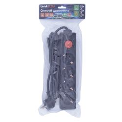 S-GCU4-3B BLACK Удлинитель серии Ultra. шнур 3м.. 4 гнезда. 16A. с-з. Черный. TM Uniel