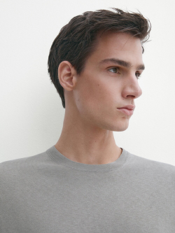 Massimo Dutti Футболка с круглым вырезом, серый