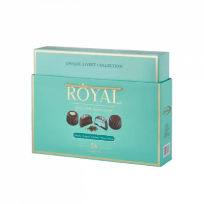 Набор алкогольных конфет ROYAL COLLECTION ассорти Бирюзовая коробка 370гр. "Юниаква", Беларусь