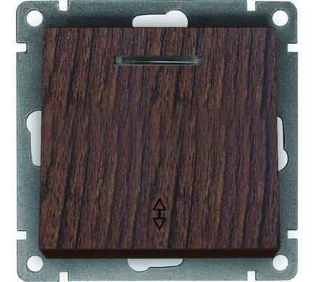 Выключатель проходной одноклавишный с подсветкой "UNIVersal" серия "Афина ", с/у, 10А, 220В, венге