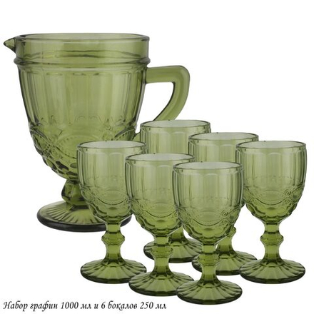 Lenardi 588-435 Набор графин и 6 бокалов 250 мл в под.уп.(х4) Зеленый