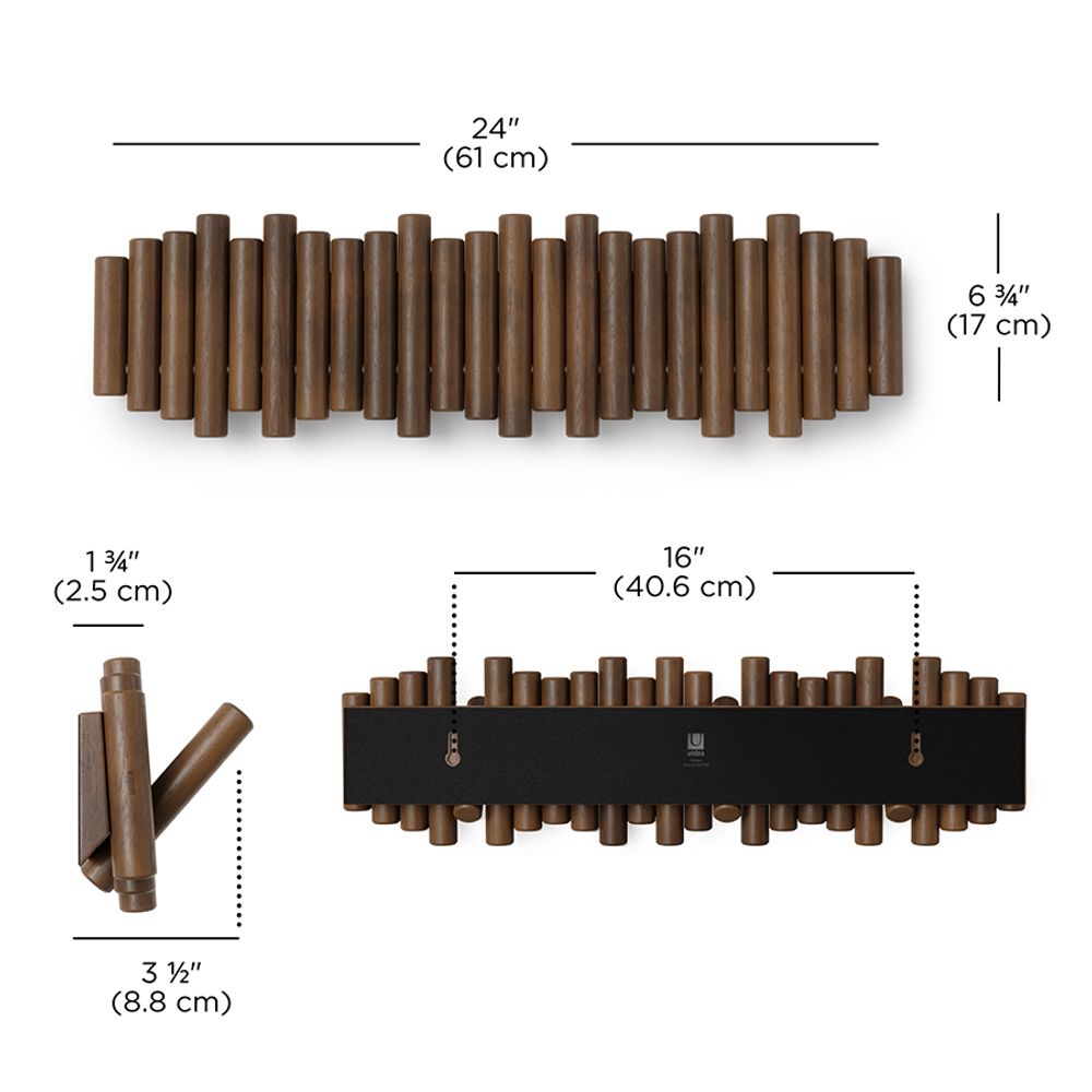 Вешалка настенная Picket, 8 крючков, состаренный грецкий орех