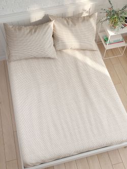 Простынь на резинке Сказка "Бежевая клеточка" 120х200 см, перкаль