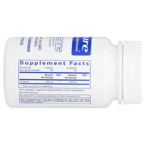 Pure Encapsulations, L-теанин, 60 капсул (200 мг в 1 капсуле)