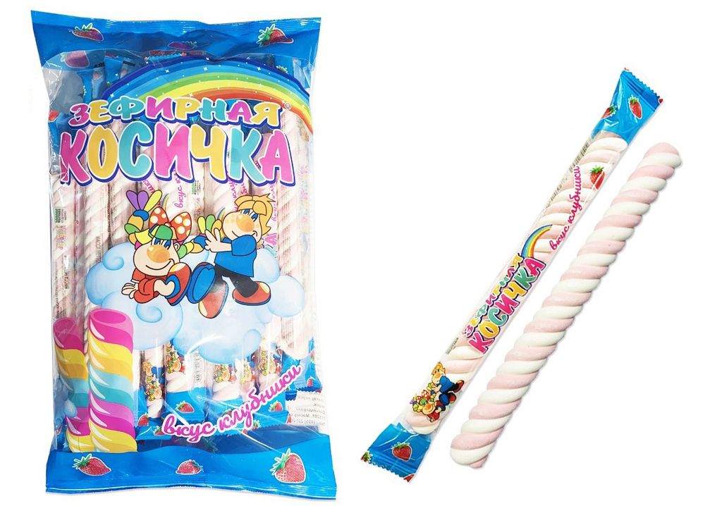 Зефир "Зефирная косичка" клубника 10*24шт 18г