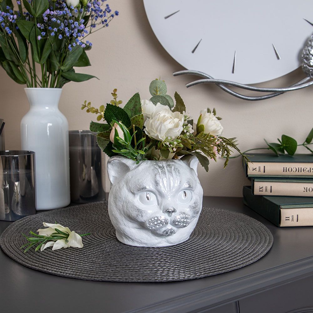 Статуэтка кашпо Кот Данди Белый