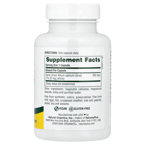 NaturesPlus, Garlite®, 500 мг, 90 капсул