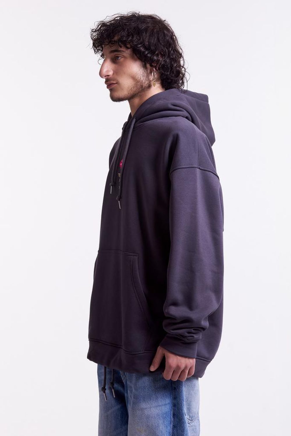 Худи Гербарий Роза Warm со шнурком в поясе темно-серый