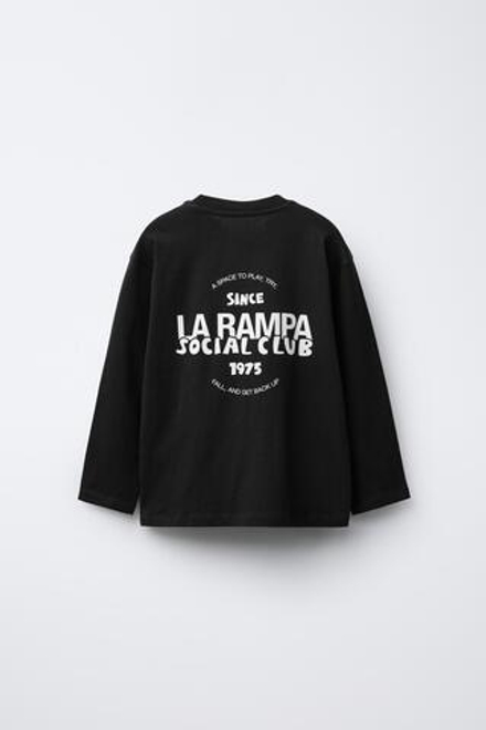 ZARA ЛОНГСЛИВ С ПРИНТОМ, ЧЕРНЫЙ