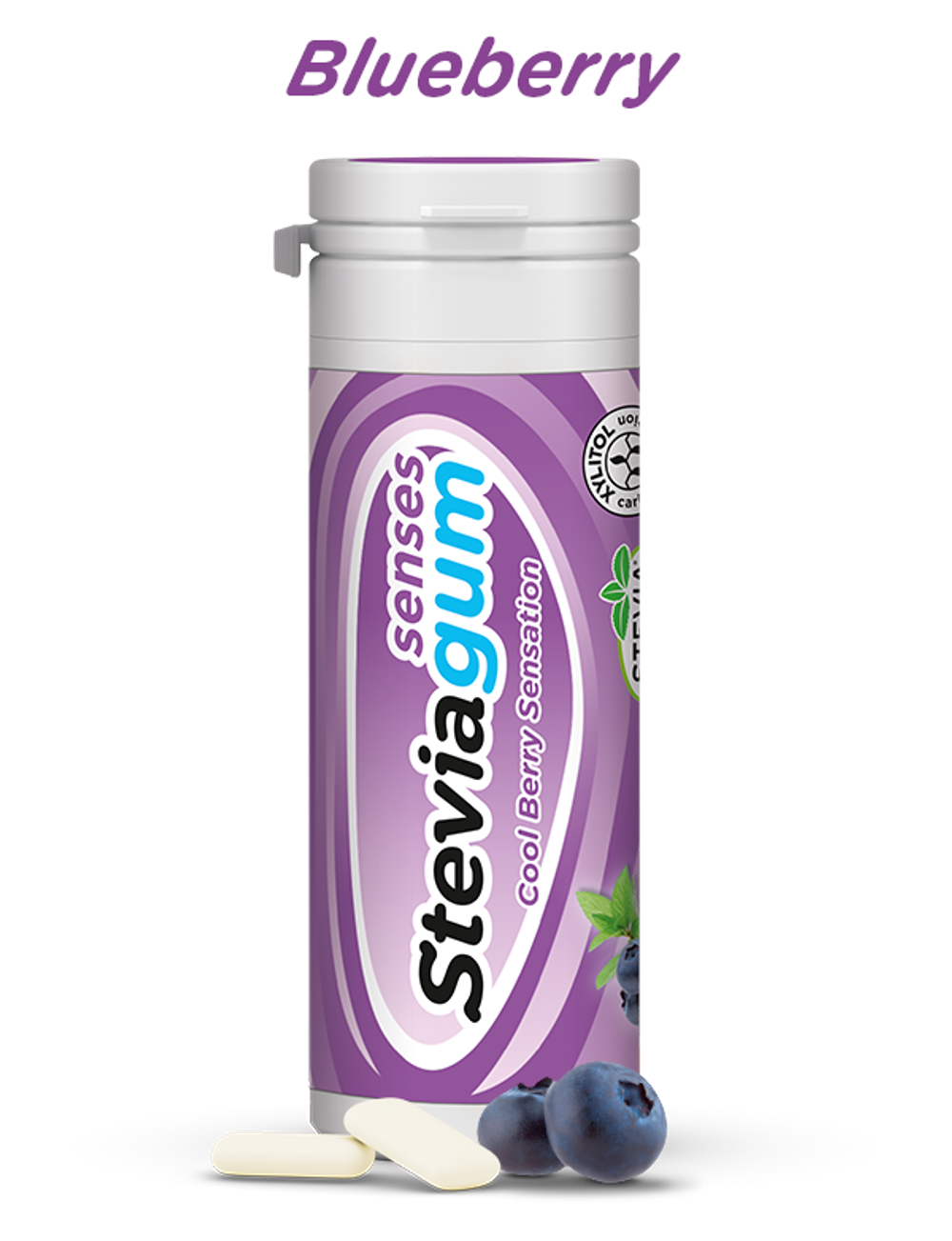 Steviagum Жевательная резинка SENSES с черникой, ксилитом и стевией БЕЗ САХАРА 30г