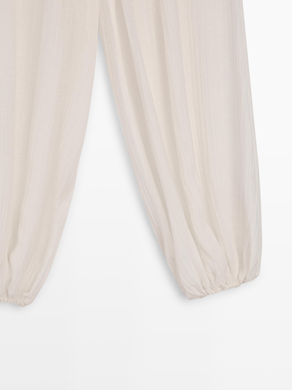 Massimo Dutti Струящиеся брюки-саруэль с плиссированной отделкой, цвет слоновой кости