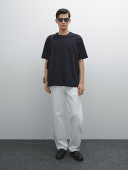 Massimo Dutti Футболка из 100% хлопка, темно-синий