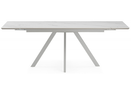 Керамический стол Woodville Вилли 140(200)х80 белый мрамор snow white, серый