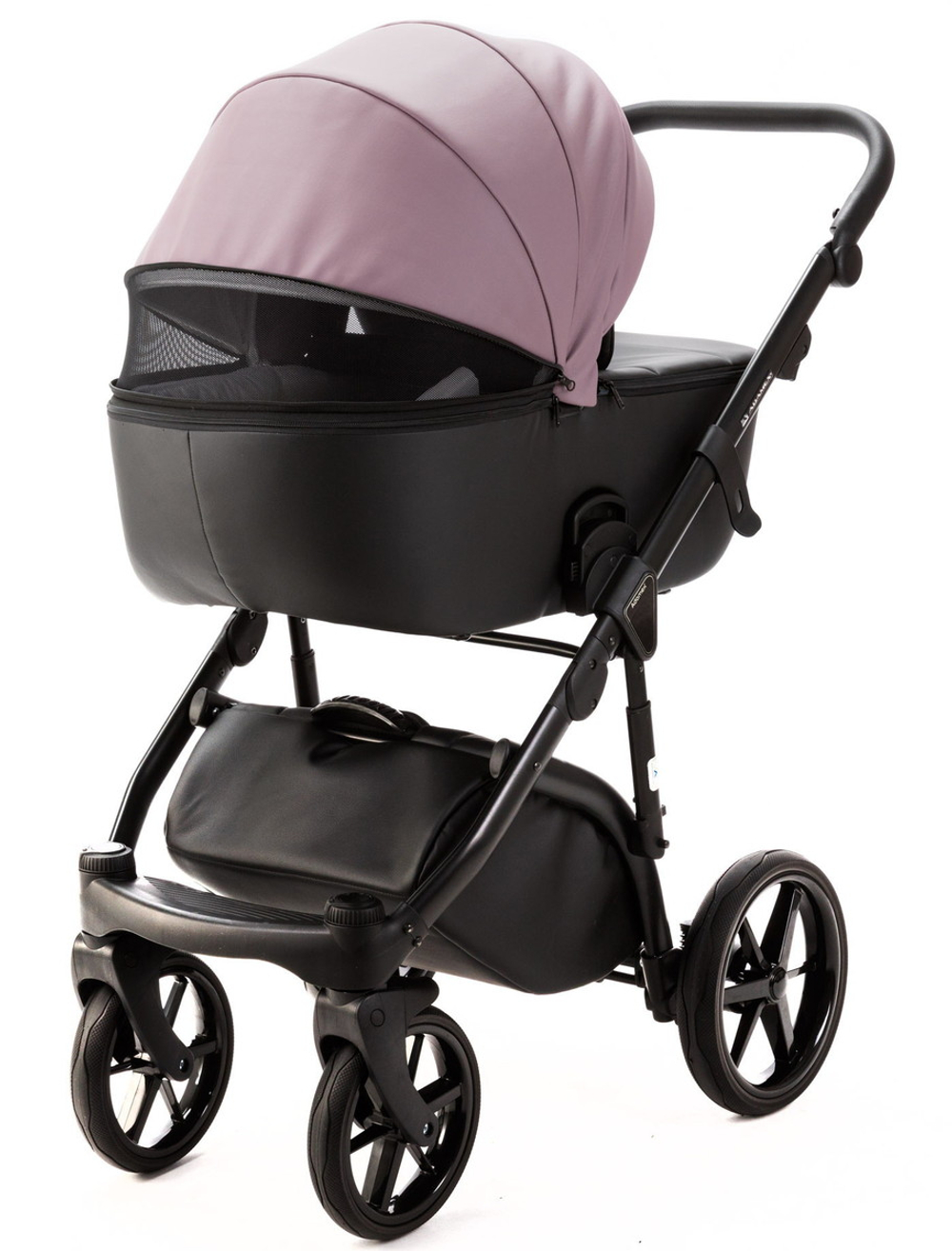 Детская коляска Adamex Nola Deluxe 3 в 1 N-SD106 (СИРЕНЬ КОЖА + ЧЕРН.КОЖА)