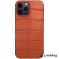 Leather Case for iPhone 14 Pro Max Croco Orange (Оранжевый крокодил)