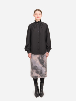 Блуза женская из тенсела и шелка "Крестьянская". Черная