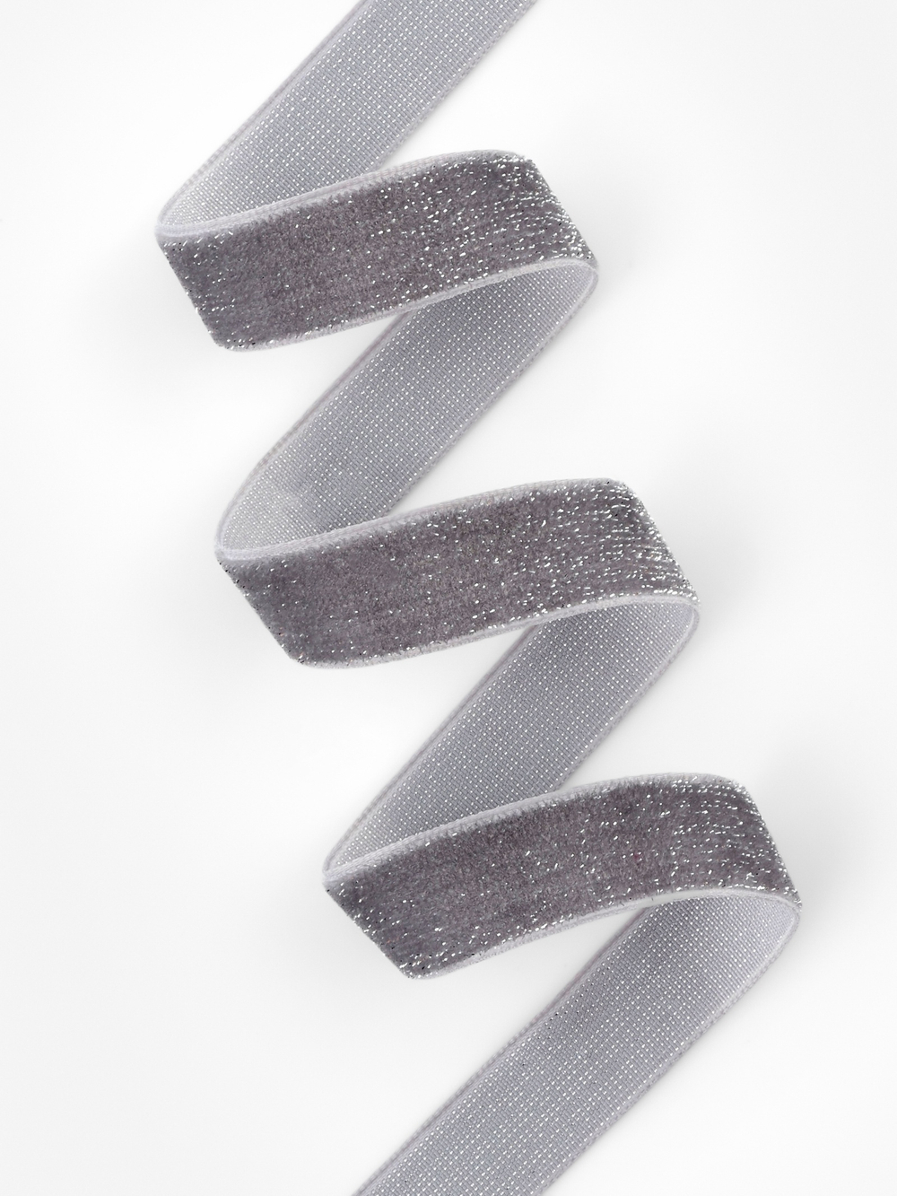 Лента бархатная 15мм, №VS5-184 серый серебряный люрекс АУ 9626581