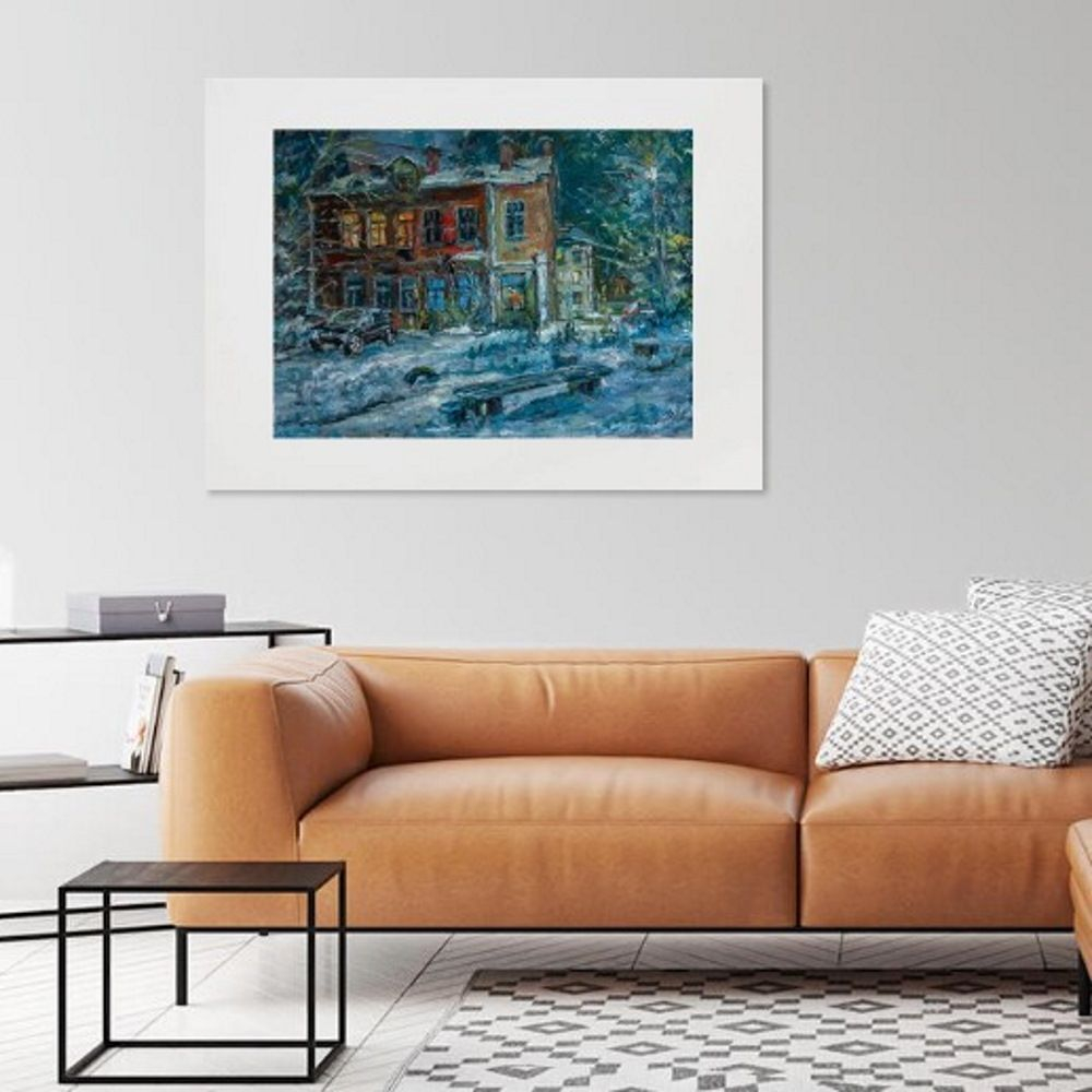 Постер с паспарту 40х50 см Репродукция с авторской картины маслом "Старый двор"