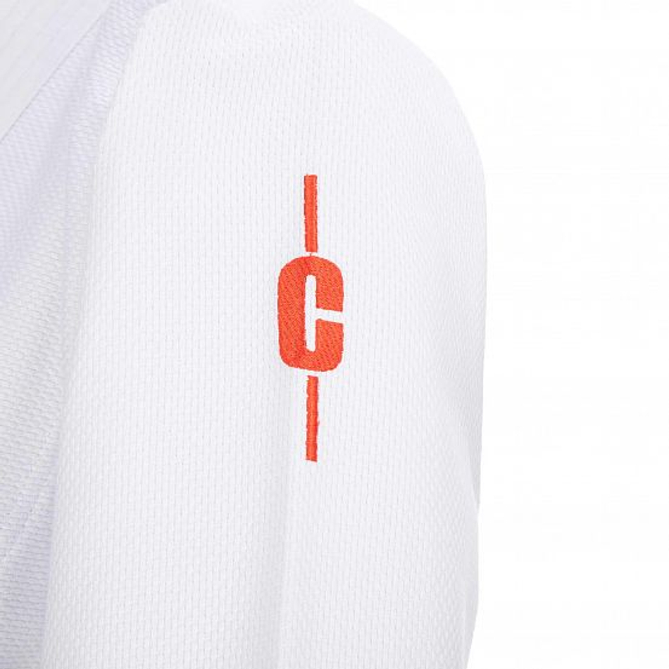 C555 Кимоно для дзюдо подростковое Clinch Judo Red FDR белое