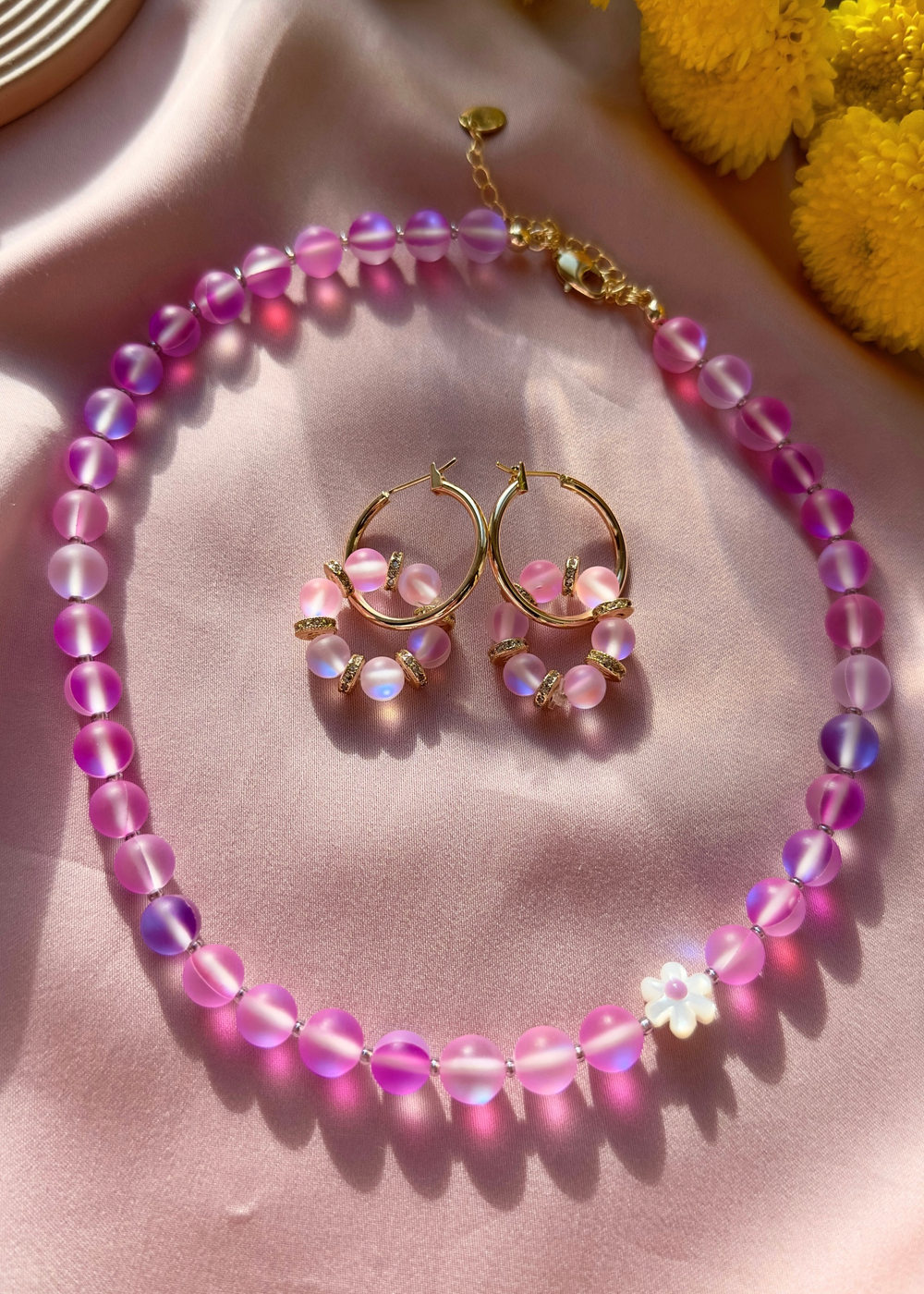 Серьги Лавандовые кольца с фианитами