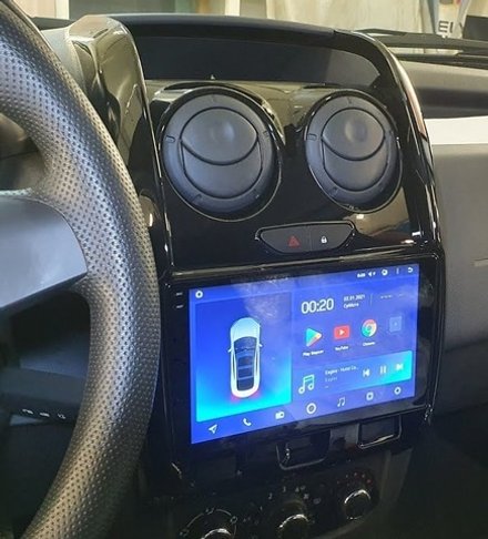 Магнитола для Renault Duster 1 2015-2020, Lada Largus 2021+ (без мультируля, рамка большая глянец) - FarCar XXL9-7088A монитор 9.5" 2K QLED на Android 14, TS20, 8+256Гб, CarPlay, 4G SIM-слот