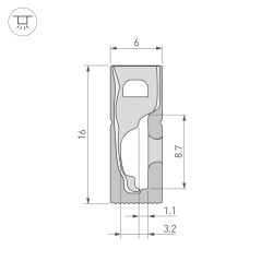 Силиконовый профиль WPH-FLEX-0616-SIDE-S9-5m FULL BLACK (Arlight, Силикон) 045842