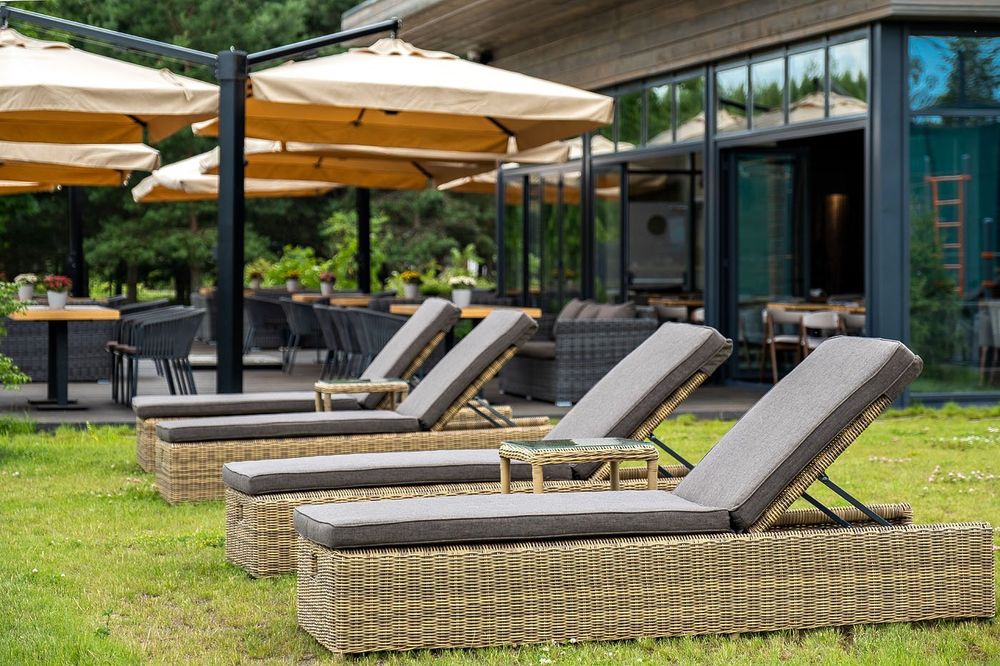 Рим, шезлонг коричневый/соломенный/графит, искусственный ротанг