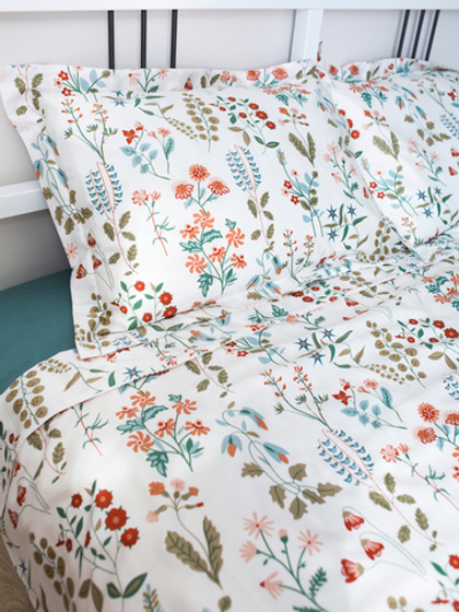 ODA Комплект постельного белья, сатин белый с узором