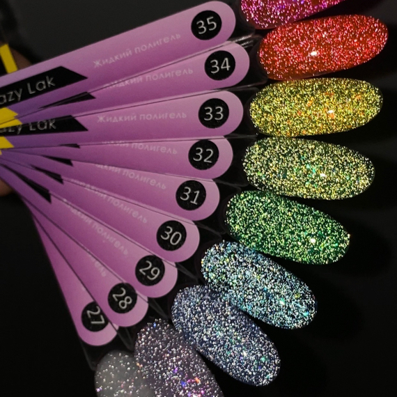 Жидкий полигель светоотражающий с юкки  Crazy lak 30 10мл  (для укрепления, ремонта, донаращивания)